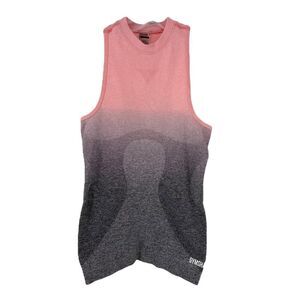 Gymshark Tank Top Size S Seamless Vest Tank Pink Gray Ombre Moisture Wicking Gym